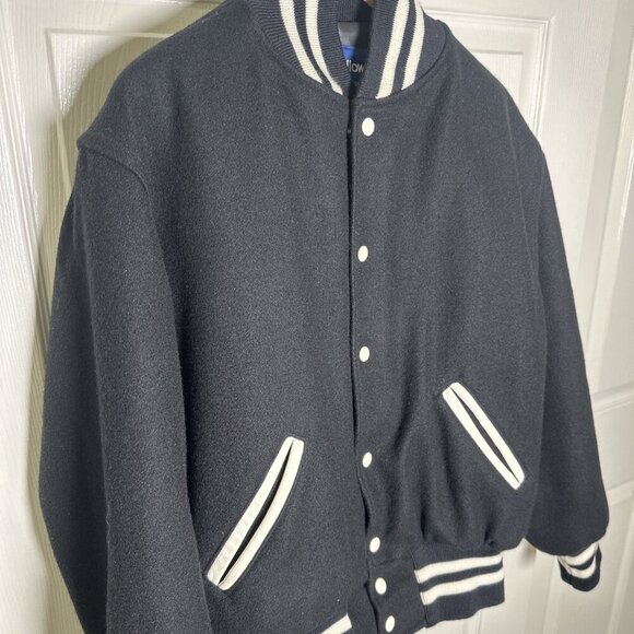 VTG Holloway Mens Large Black Varsity Jacket Original Wool Retro 90s Y2K USA - Picture 4 of 16
